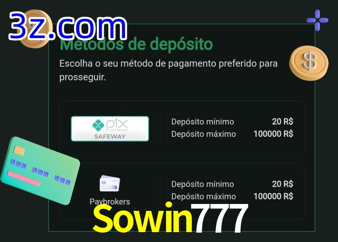 O cassino Sowin777 oferece uma grande variedade de métodos de pagamento